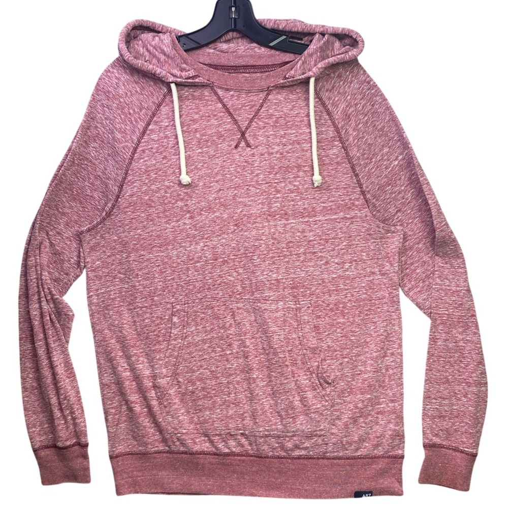 Aeropostale A87 Shirt Mens Large Red Heathered Pullover Raglan Grunge Hooded